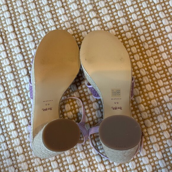 Coach Talina Platform Espadrille Violet Raffia Sandals Shoes - Picture 4 of 4